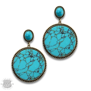 Round stone disc earring, last call
