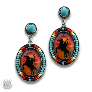 Small oval seed bead earring, last call