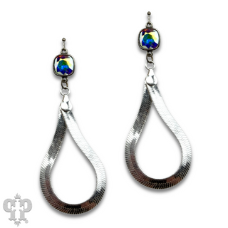 Snake chain teardrop earring with Austrian crystal