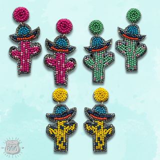 Seed bead cactus earring, last call