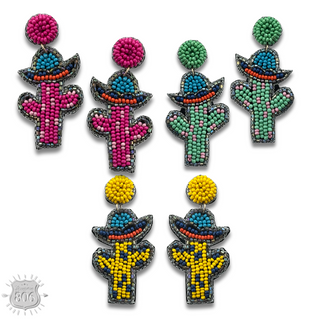 Seed bead cactus earring, last call