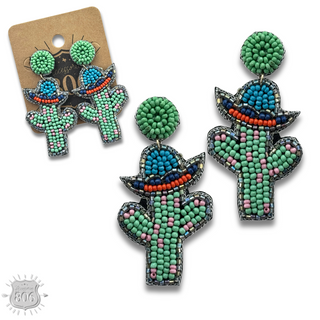 Seed bead cactus earring, last call