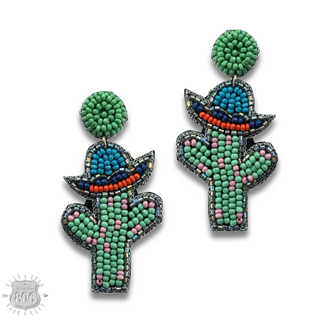 Seed bead cactus earring, last call
