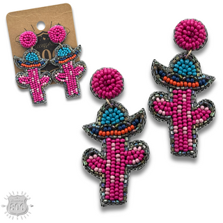 Seed bead cactus earring, last call