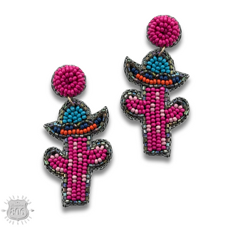 Seed bead cactus earring, last call