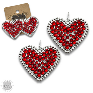 Sparkling rhinestone filled heart earring - LC