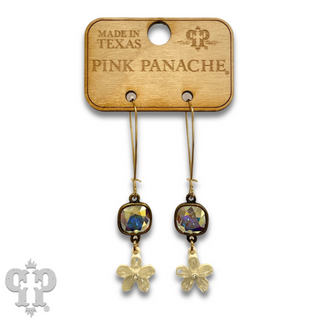 Delicate pastel glass flower charm earring with Austrian crystal - LC