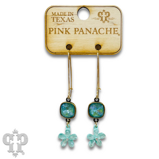 Delicate pastel glass flower charm earring with Austrian crystal - LC