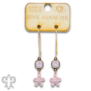 Delicate pastel glass flower charm earring with Austrian crystal - LC