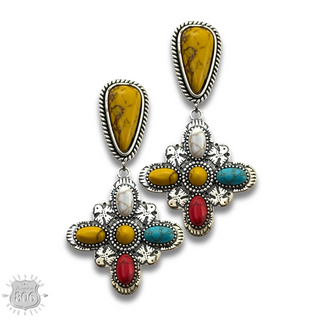 Multi-color four point cross earring, last call