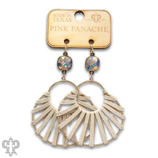 Suede wrapped circle earring with Austrian crystal - LC