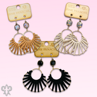Suede wrapped circle earring with Austrian crystal - LC