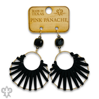 Suede wrapped circle earring with Austrian crystal - LC