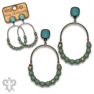 Oval gold flecked bead earring with Austrian crystal - LC