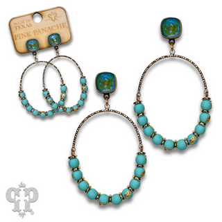 Oval gold flecked bead earring with Austrian crystal - LC