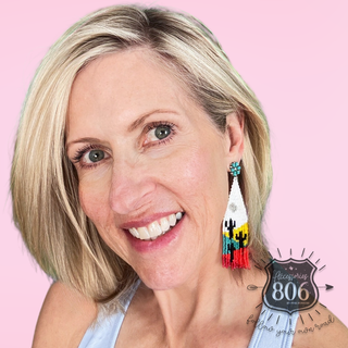 Beaded cactus scene earring, last call