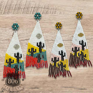Beaded cactus scene earring, last call