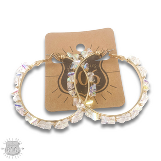 Crystal chip hoop earring, last call