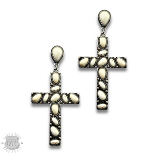 Stone cross earring - LC