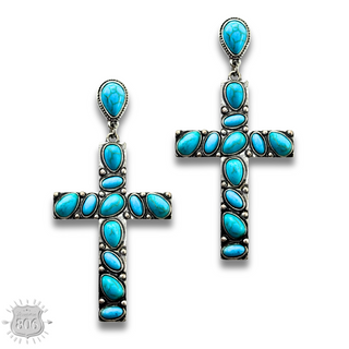 Stone cross earring - LC