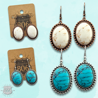 Oval stone earring - LC