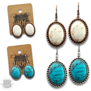 Oval stone earring - LC