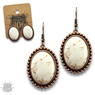 Oval stone earring - LC