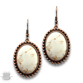 Oval stone earring - LC