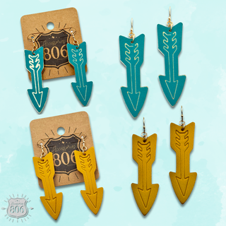 Embossed leather arrow earring - LC