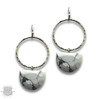 Stone half circle earring, last call