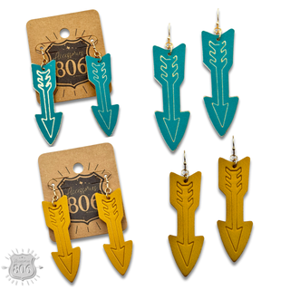Embossed leather arrow earring - LC