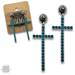 Western wood bead cross earring - LC