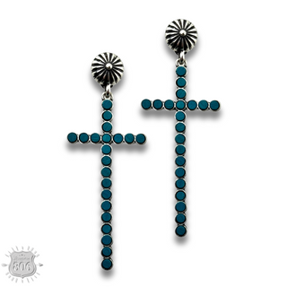 Western wood bead cross earring - LC