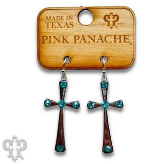 Shiny finish cross earring with Austrian crystals