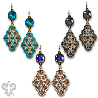 Rounded diamond shape earring with Austrian crystal