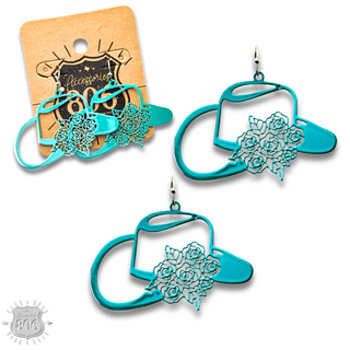 Flower cowboy hat earring - LC