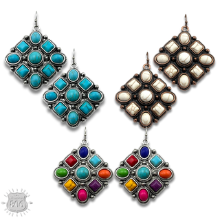 Diamond shape stone earring - LC