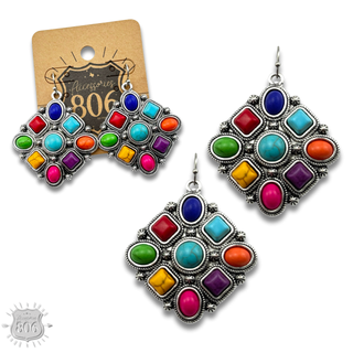 Diamond shape stone earring - LC