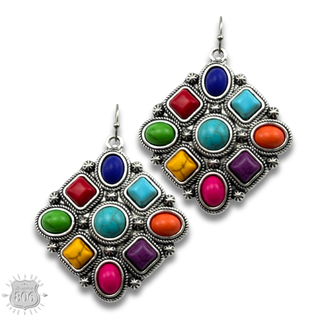 Diamond shape stone earring - LC