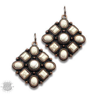 Diamond shape stone earring - LC