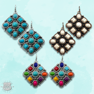 Diamond shape stone earring - LC