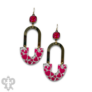 Heart printed and arch earring with Austrian crystal - LC