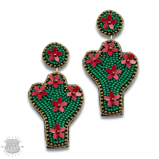 Seed bead cactus earring - LC