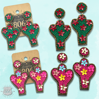 Seed bead cactus earring - LC