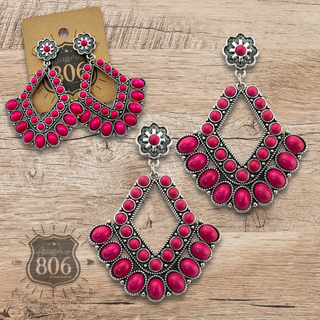 Southwest diamond shape stone earring - LC