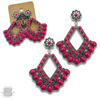 Southwest diamond shape stone earring - LC