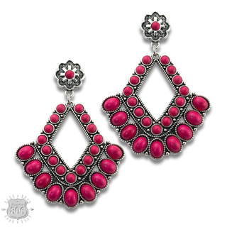 Southwest diamond shape stone earring - LC