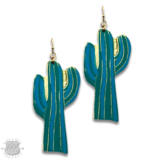 Painted saguaro cactus earring - LC
