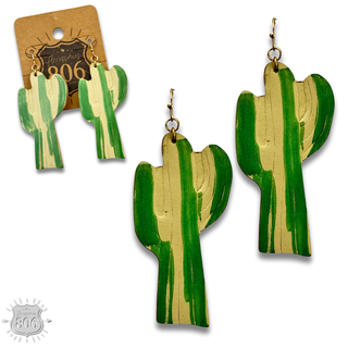 Painted saguaro cactus earring - LC