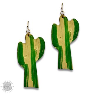 Painted saguaro cactus earring - LC
